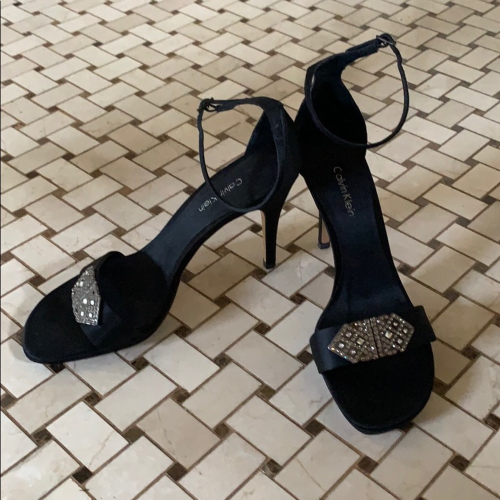 Calvin Klein Satin Crystal Embellished Sandal 7.5